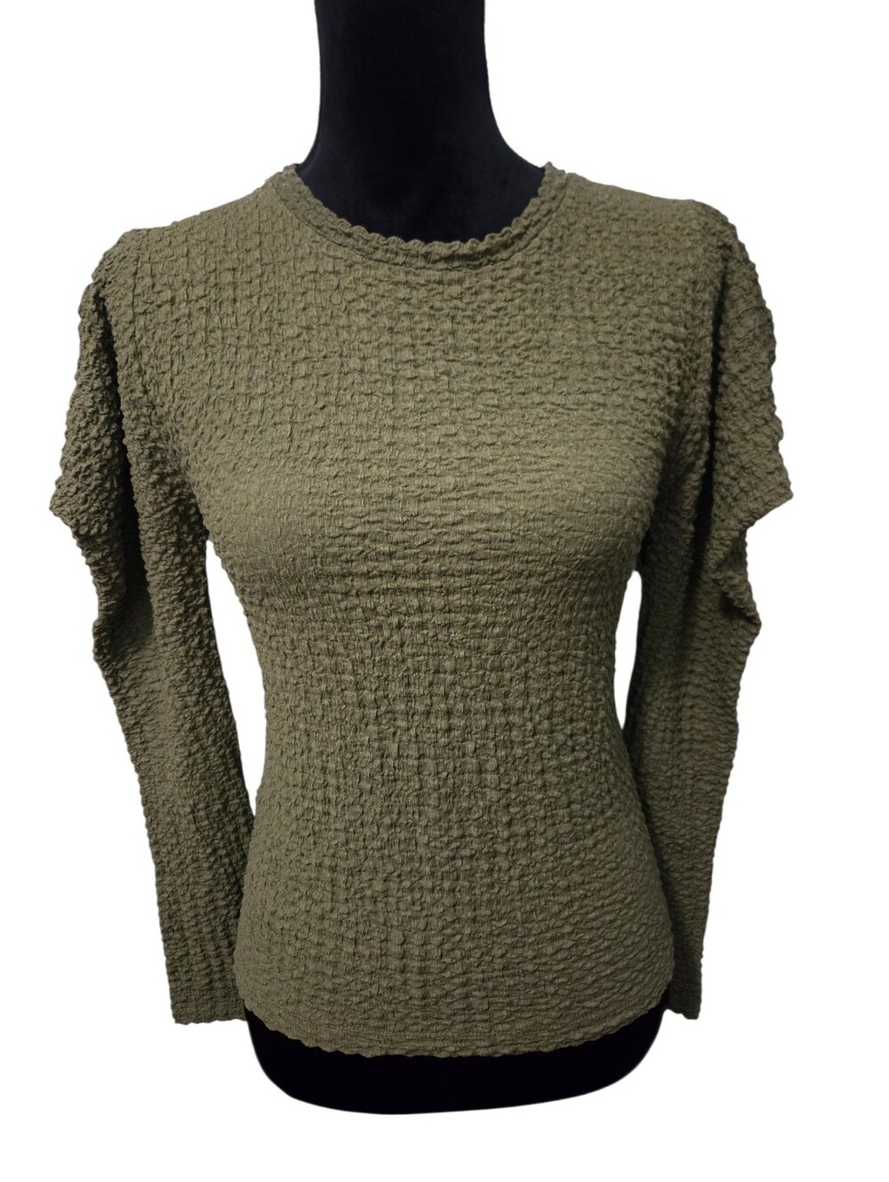 Olive Green Textured Sweater